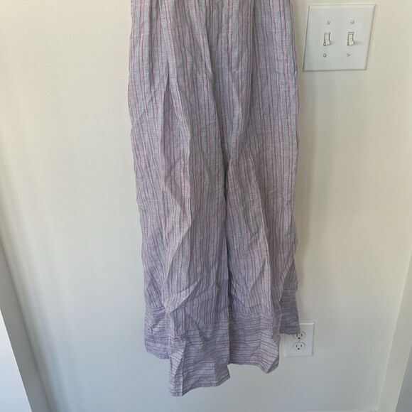 Anthropologie  Elevenses Linen Nantucket Ruffle Square Neck Wide Leg Jumpsuit 4 - Picture 4 of 10